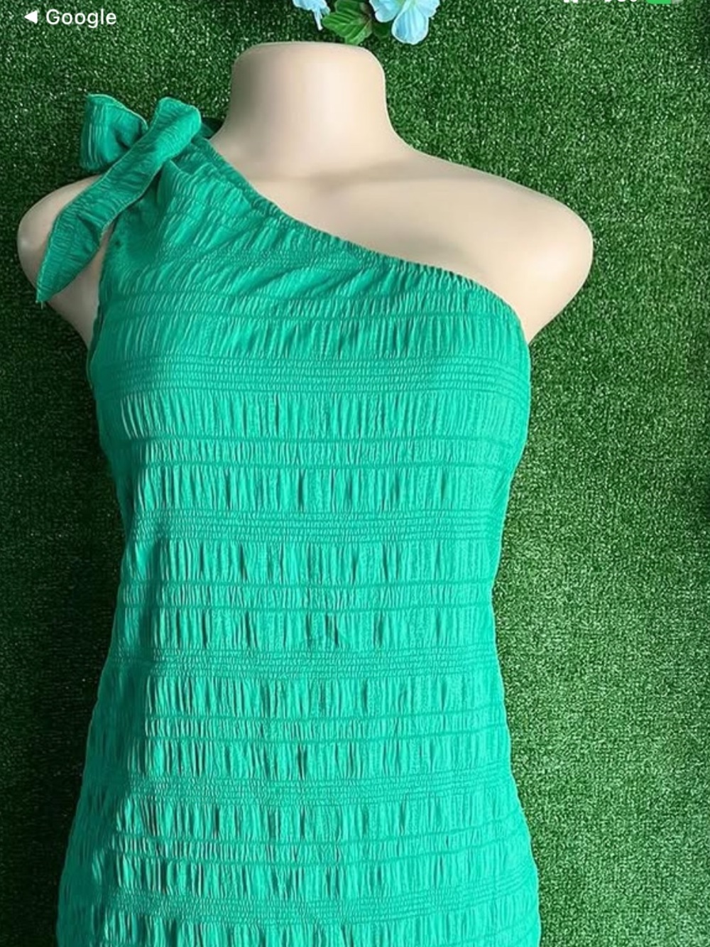 Green one-shoulder mini dress Size Large